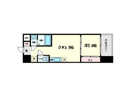 セレニテ北久宝寺(1DK/9階)の間取り写真