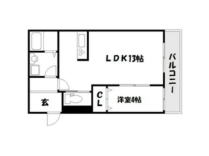 ボヌール蒲生(1LDK/3階)の間取り写真