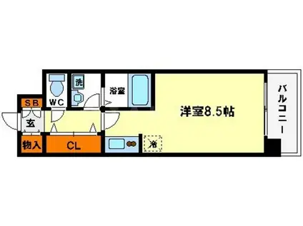 レジデンス本町靭公園(ワンルーム/10階)の間取り写真