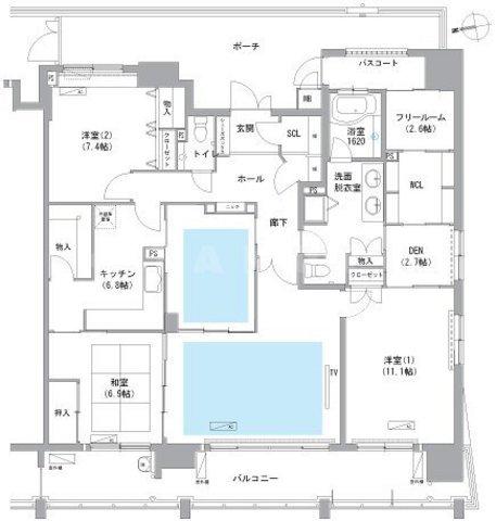ロイヤルパークスなんば(3LDK/14階)の間取り写真