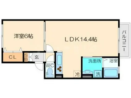 プリマコートI(1LDK/2階)の間取り写真