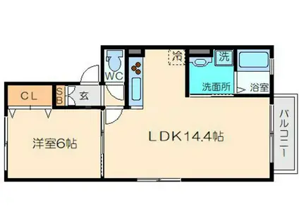 プリマコートI(1LDK/2階)の間取り写真