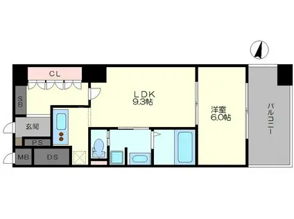 リーガル四ツ橋立売堀Ⅱ(1DK/6階)の間取り写真