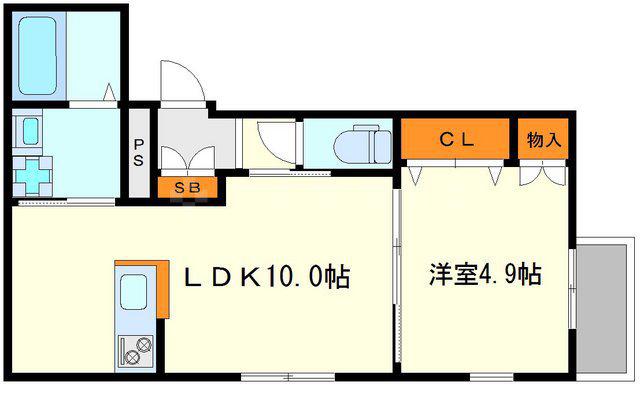 トロワ フルーヴ(1LDK/1階)の間取り写真