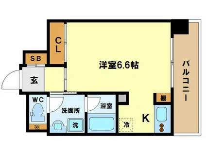 ジュネーゼ京町堀パークサイド(1K/12階)の間取り写真