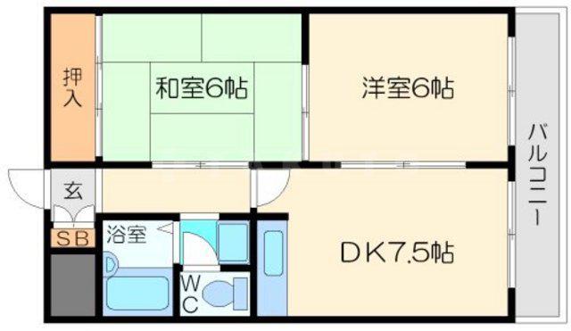 プルグランドI(2DK/3階)の間取り写真