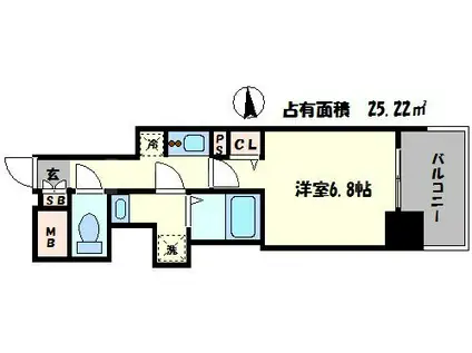 レオンコンフォート本町(1K/12階)の間取り写真