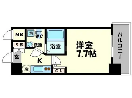 SERENITE本町エコート(1K/4階)の間取り写真