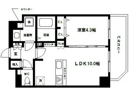 プレサンス中之島公園アティレ(1LDK/11階)の間取り写真