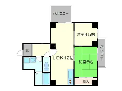 ベルンガーデン東平(2LDK/5階)の間取り写真
