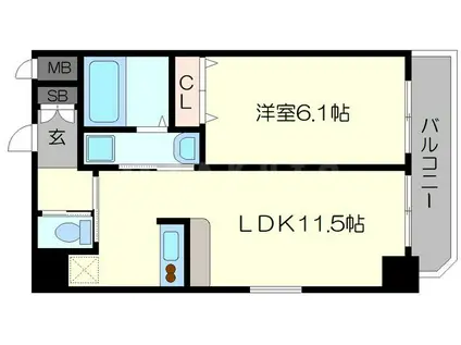 スプランディッド安土町(1LDK/4階)の間取り写真