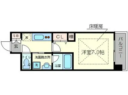 アーバネックス北堀江2(1K/2階)の間取り写真