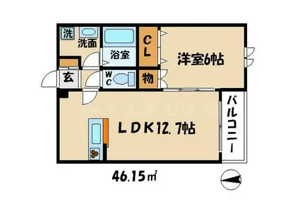 へーベルメゾンKⅡ(1LDK/1階)の間取り写真