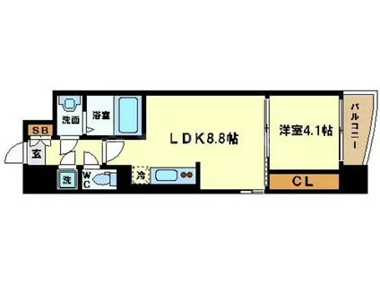 SERENITE本町エコート(1LDK/8階)の間取り写真
