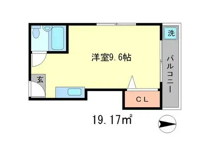 ルミエール蘭(1K/1階)の間取り写真