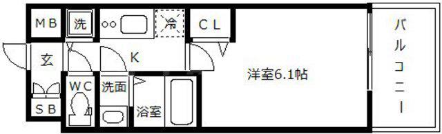 プレサンス京町堀ノース(1K/4階)の間取り写真