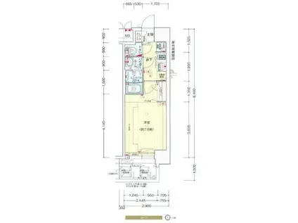 プレサンス堺筋本町センティス(1K/2階)の間取り写真