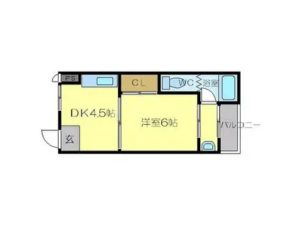 ローズハイツ(1DK/2階)の間取り写真