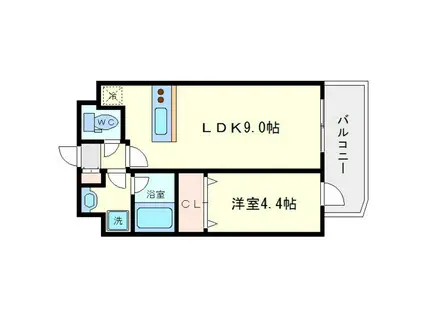 スプランディッド難波(1LDK/9階)の間取り写真