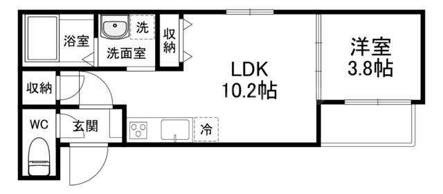 レジデンスコート深江橋(1LDK/2階)の間取り写真