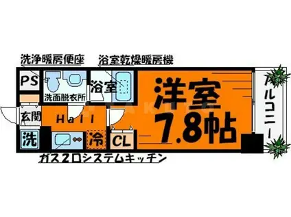 アーデン京町堀ウエスト(1K/8階)の間取り写真