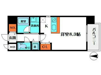 スプランディッド野江(ワンルーム/4階)の間取り写真