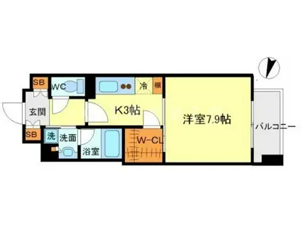 アビティ江坂(1K/5階)の間取り写真