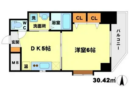 シーナリー江坂(1DK/4階)の間取り写真