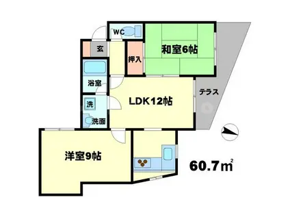 PAO南桜塚(2LDK/2階)の間取り写真