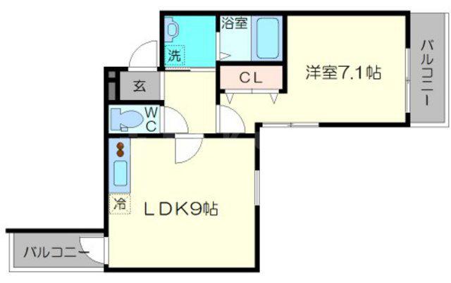 フジパレス豊里Ⅱ番館(1LDK/1階)の間取り写真