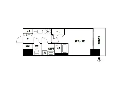 レオンコンフォート難波リオ(1K/14階)の間取り写真