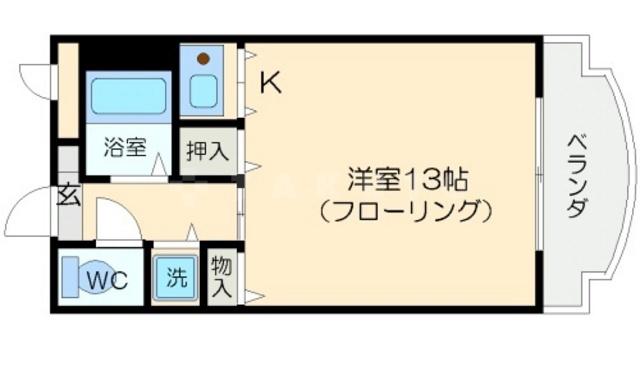 シャトレ豊津II(1K/1階)の間取り写真