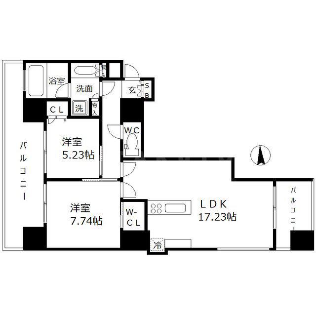 ONE SHINMACHI ワン シンマチ(2LDK/10階)の間取り写真