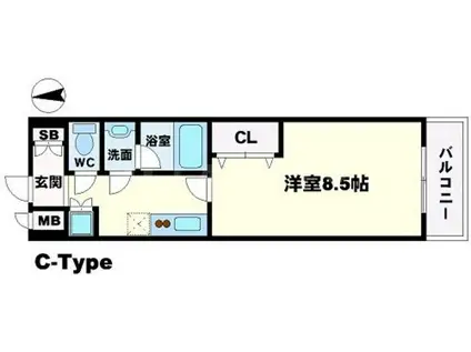 カルム千昇2(1K/12階)の間取り写真