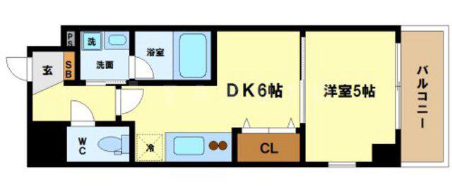 BRAVI南堀江(1DK/3階)の間取り写真