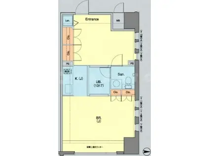 アーデンタワー南堀江(1LDK/3階)の間取り写真