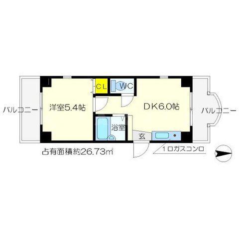 RHYTHM千里山(1DK/1階)の間取り写真