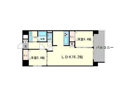 プロスパー江坂東(2LDK/2階)の間取り写真