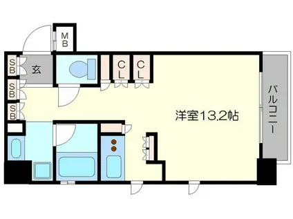セイル江坂公園(1K/9階)の間取り写真