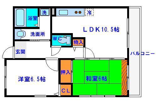 ラ・クーレ春日(2LDK/1階)の間取り写真