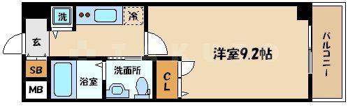 レスデンス京橋スクエア(1K/2階)の間取り写真