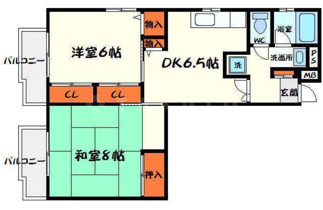 千山マンション2(2DK/3階)の間取り写真