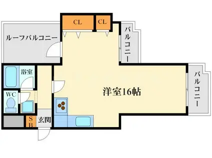 アーバンレックス緑地公園(ワンルーム/6階)の間取り写真