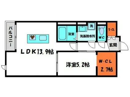 TRIBECA(1LDK/1階)の間取り写真