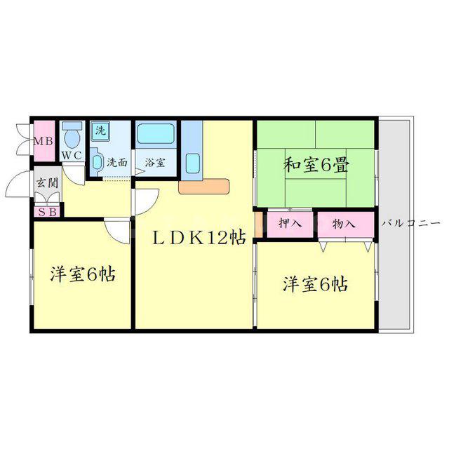 ロイヤルグレイスヴィラ(3LDK/6階)の間取り写真