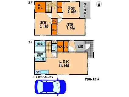 京阪電気鉄道京阪線 大和田駅(大阪) 徒歩15分 2階建 築12年(3LDK)の間取り写真