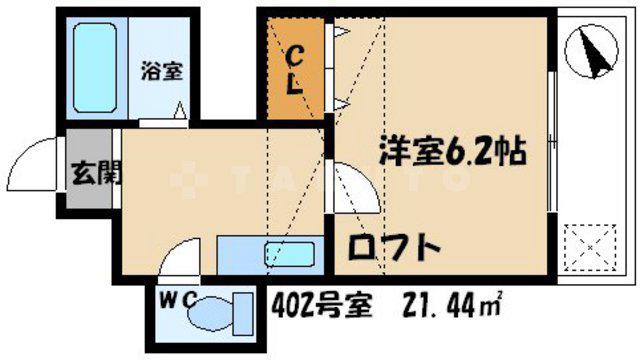 ニューハイツ桜Ⅳ(1K/4階)の間取り写真