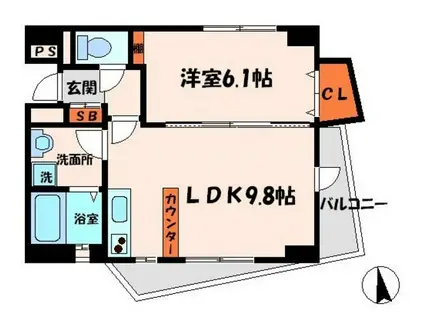 京阪電気鉄道京阪線 古川橋駅 徒歩4分 3階建 築19年(1LDK/2階)の間取り写真