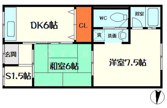 大枝北町平屋(2SDK)の間取り写真
