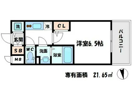 エスリード京橋桜ノ宮公園(1K/7階)の間取り写真